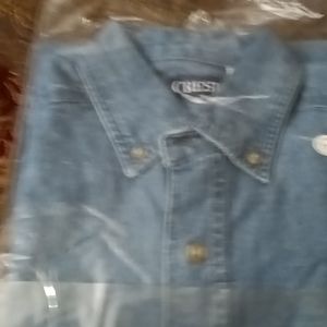 FINAL PRICE NWT CREST short sleeve denim shirt Size XS